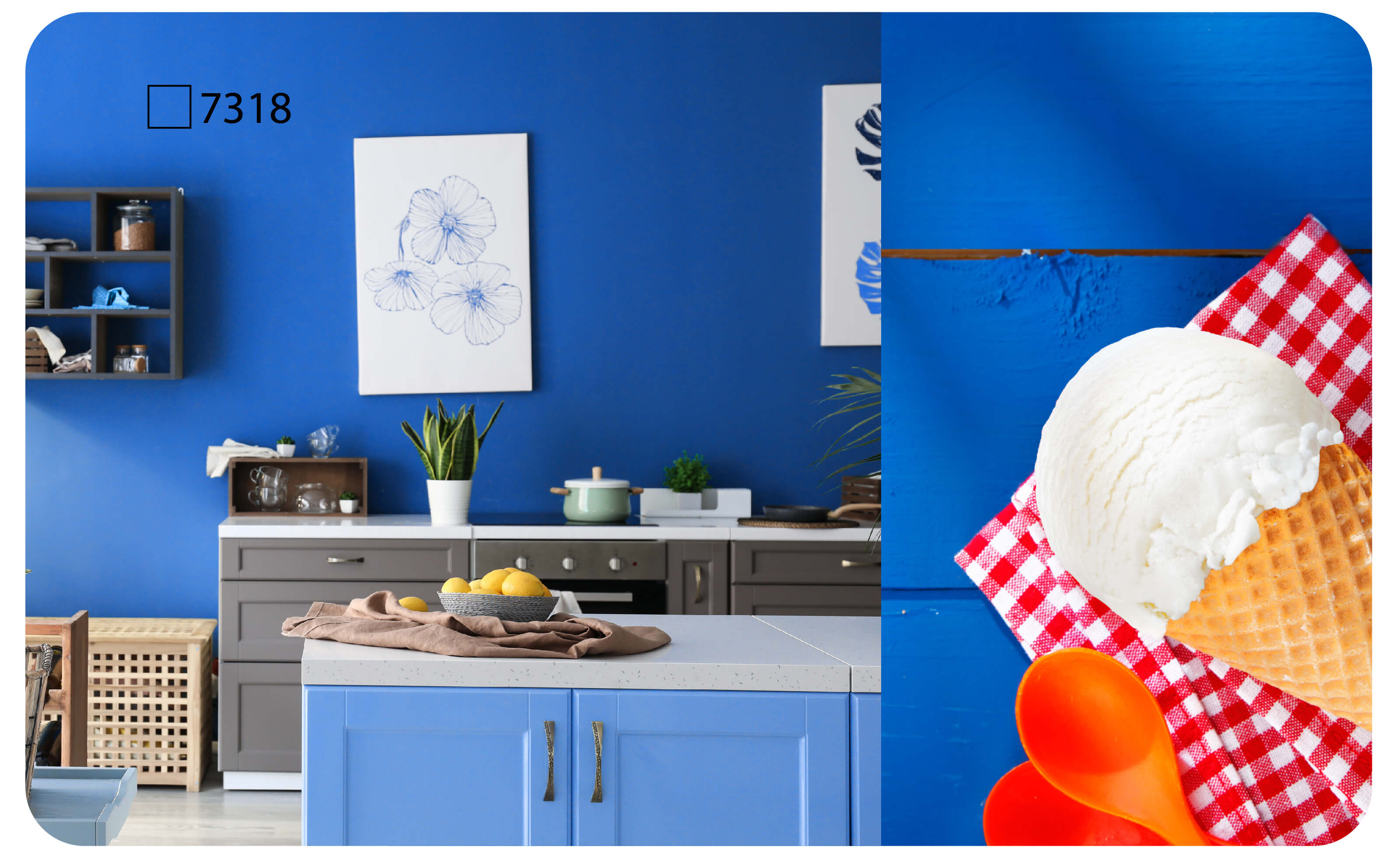 ห้องครัวแบบสีฟ้าของท้องทะเล