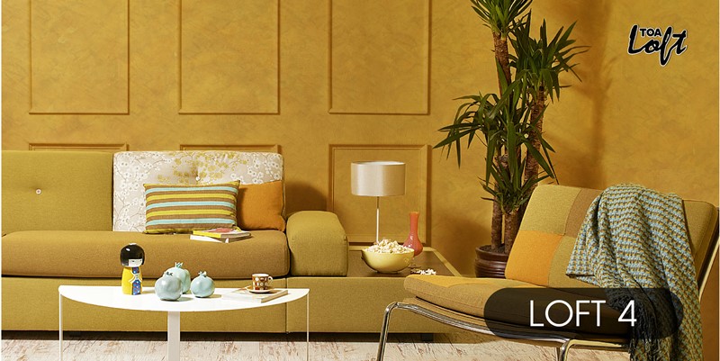 สีสร้างลาย ปูนเปลือย สีเหลืองมัสตาร์ด TOA Loft 4