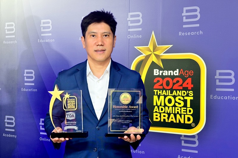 TOA ย้ำแชมป์สีเบอร์หนึ่ง คว้า 2 รางวัลใหญ่  ‘สุดยอดองค์กร และแบรนด์สีที่ผู้บริโภคเชื่อมั่นมากที่สุด’ 13 ปีซ้อน Thailand’s Most Admired Company & Brand ปี 2024