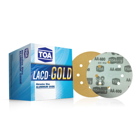 ทีโอเอ กระดาษทรายกลมหลังสักหลาด LACD-GOLD 5 นิ้ว 8 รู