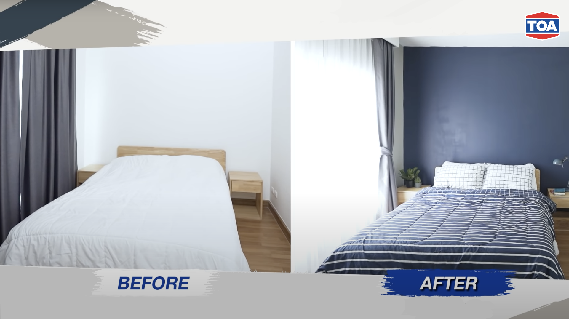 ภาพก่อนและหลังของสีห้องนอนที่ทาด้วยตัวเอง