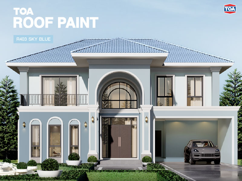 หลังคาบ้านสีฟ้าอ่อนสวยๆ