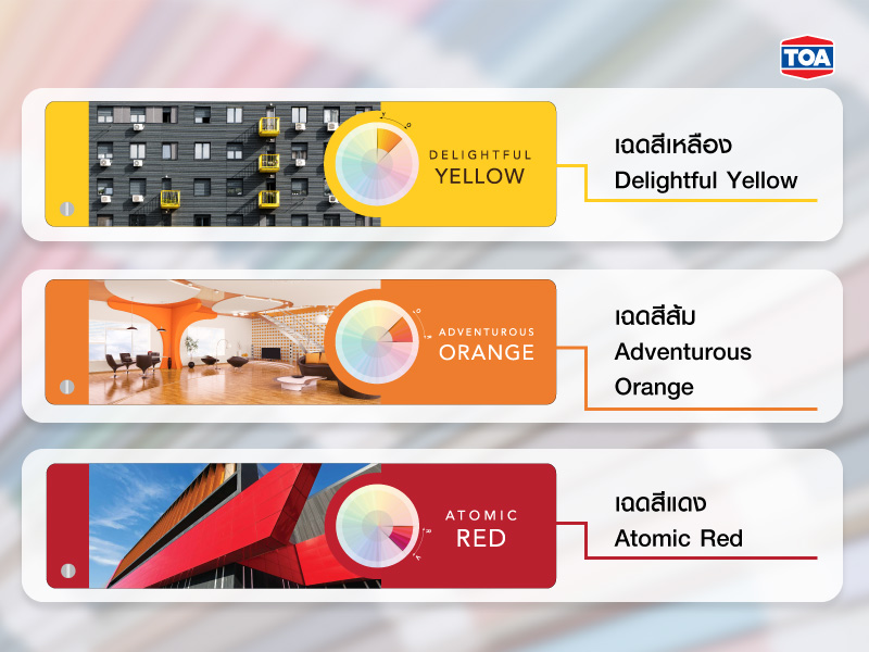 ความหมายของเฉดสีเหลือง, สีส้ม และสีแดง