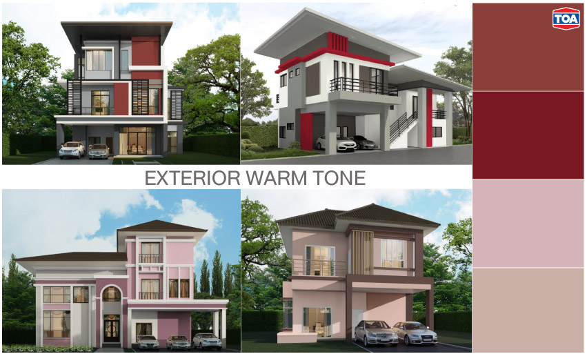 สีทาบ้านภายนอก สีชมพู และสีแดง ตัดกับสีอะไรสวย