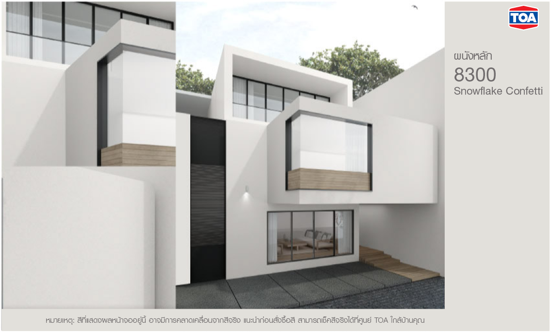สีบ้านภายนอก โทนสีขาว TOA 8300 Snowflake Confetti
