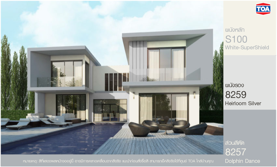 สี ทา บ้าน ภายนอก สไตล์โมเดิร์น สี เทา อ่อน