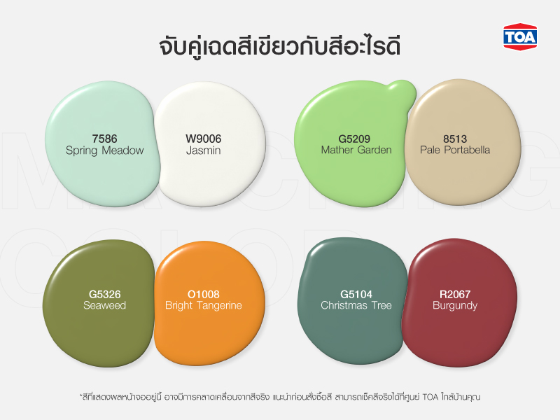 จับคู่เฉดสีเขียวกับสีอะไรดี