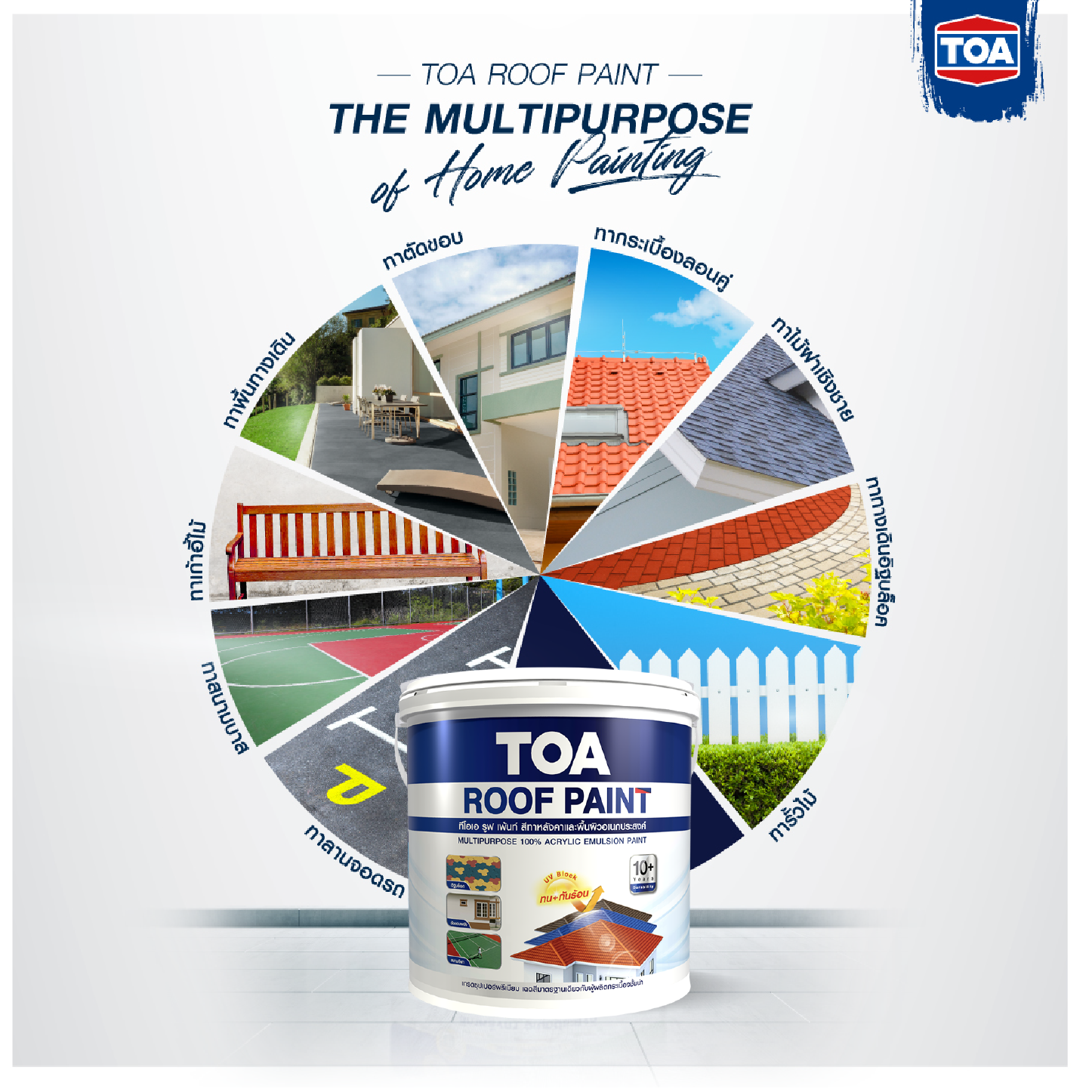 คุณสมบัติของสีทาหลังคาอเนกประสงค์ ทีโอเอ รูฟเพ้นท์ (TOA Roof Paint)