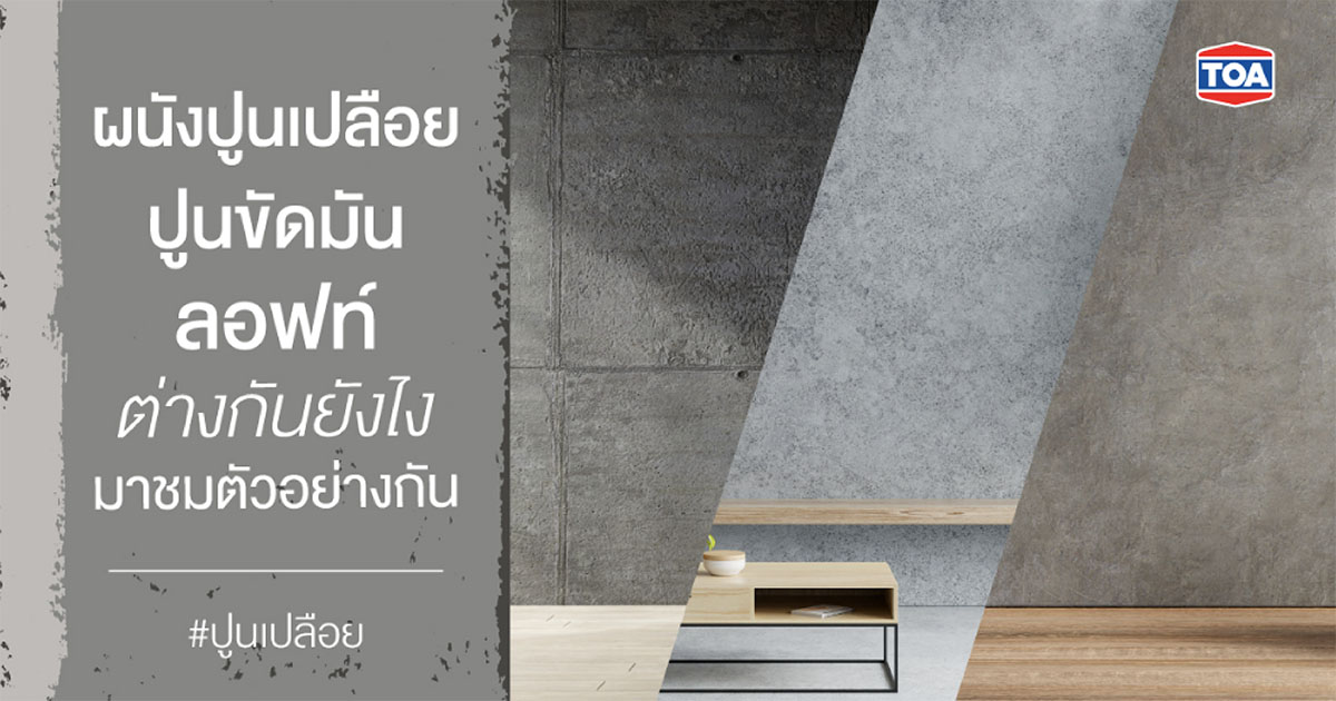 ผนังปูนเปลือย ปูนขัดมัน ลอฟท์ ต่างกันยังไง มาชมตัวอย่างกัน