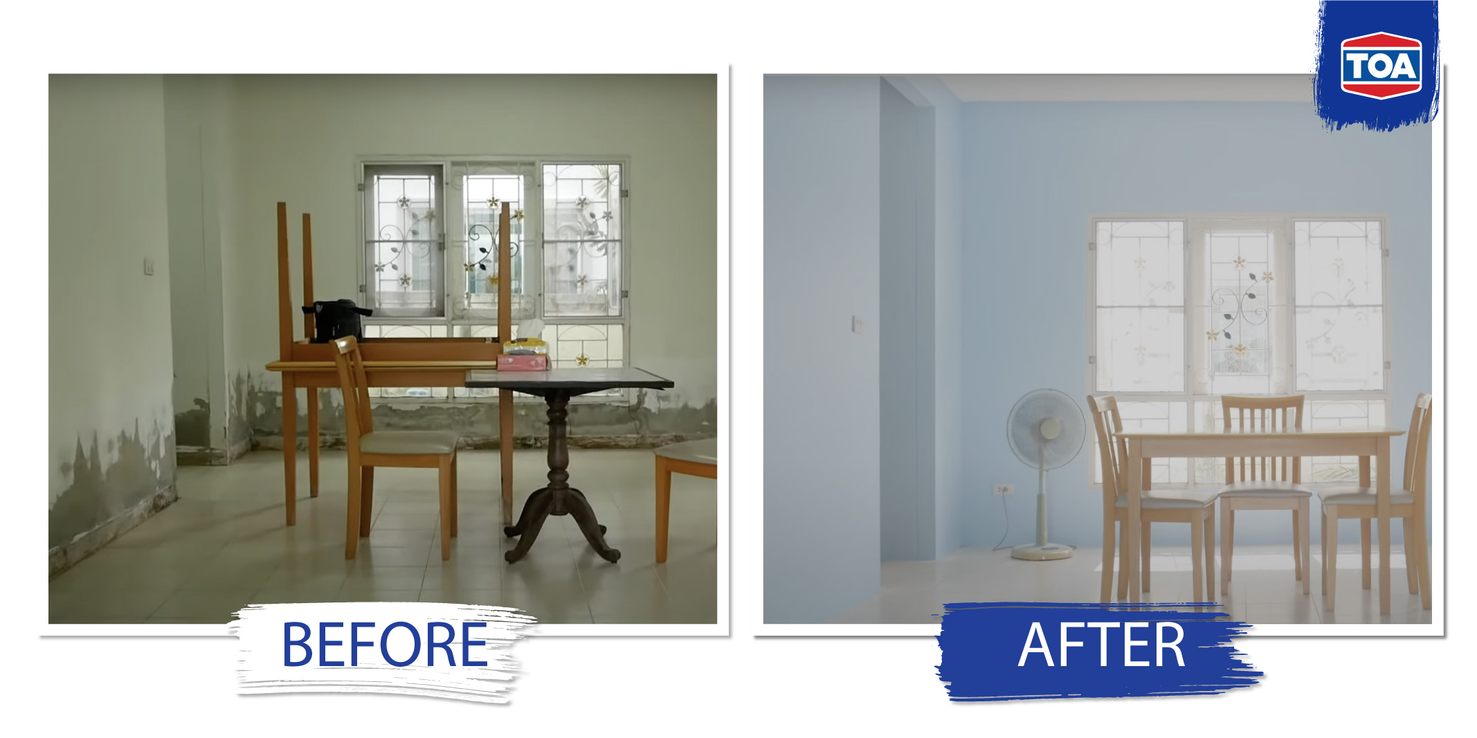 ภาพ Before After การรีโนเวทบ้านในส่วนของห้องโถง โดย TOA