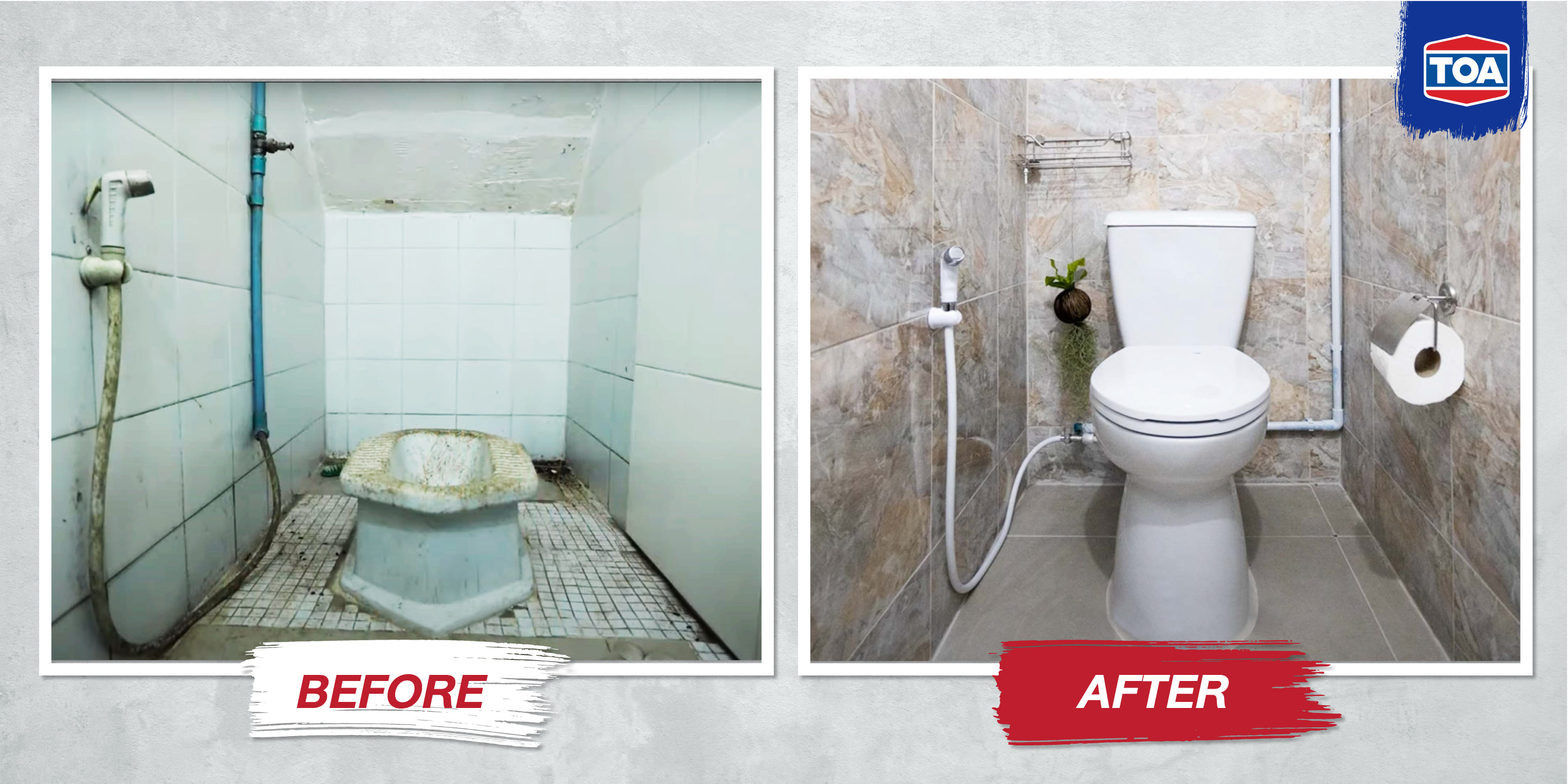 ภาพ Before After การรีโนเวทบ้านในส่วนของห้องน้ำ โดย TOA