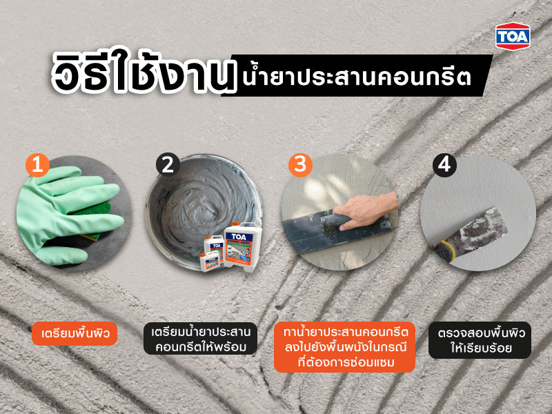 วิธีใช้งานน้ำยาประสานคอนกรีต