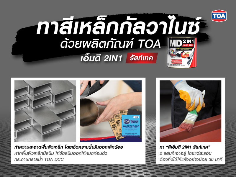วิธีทาสีเหล็กกัลวาไนซ์ด้วยผลิตภัณฑ์ TOA