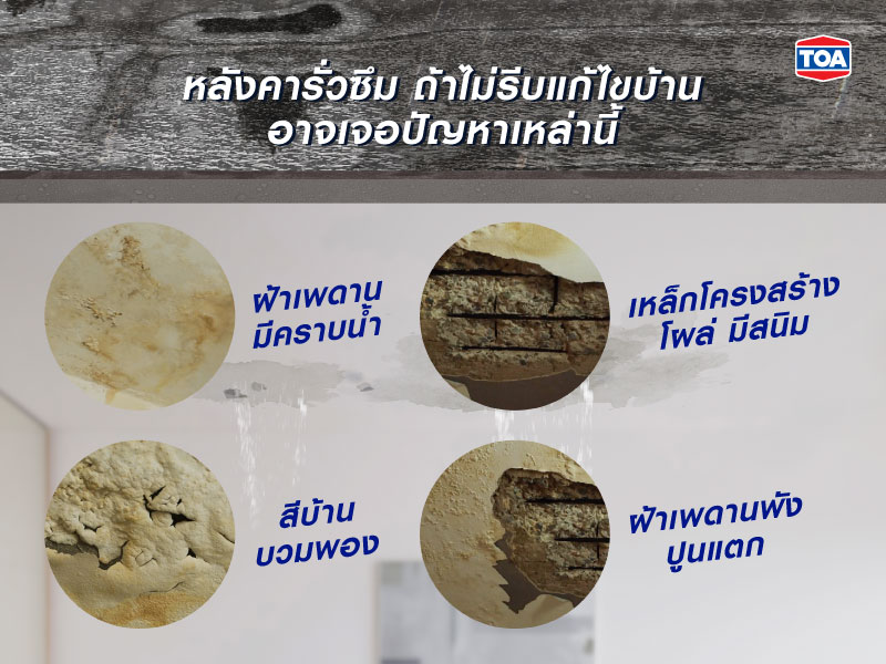 หลังคารั่วซึม หากไม่รีบแก้ไข จะเจอปัญหาเหล่านี้