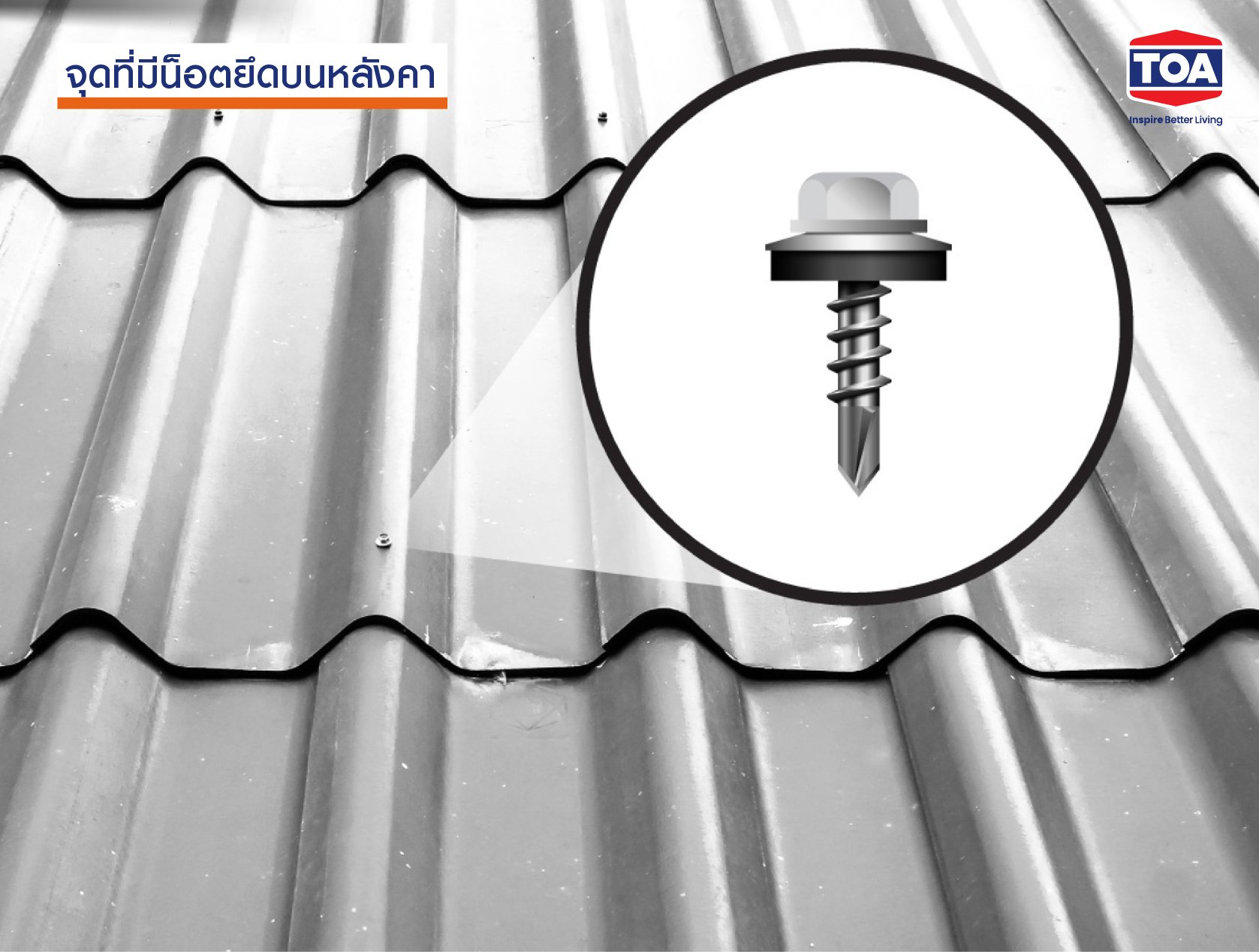 หลังคารั่วซึม บริเวณน็อตยึดหลังคา