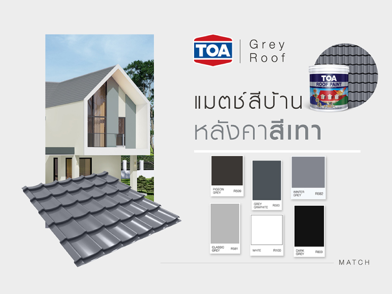 สีทาหลังคาโทนสีเทา-ดำ
