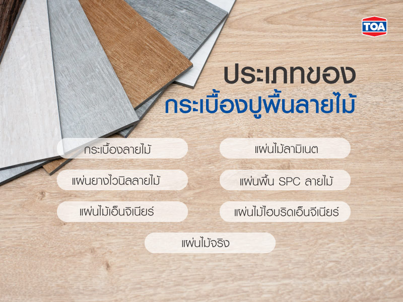 ประเภทของกระเบื้องปูพื้นลายไม้